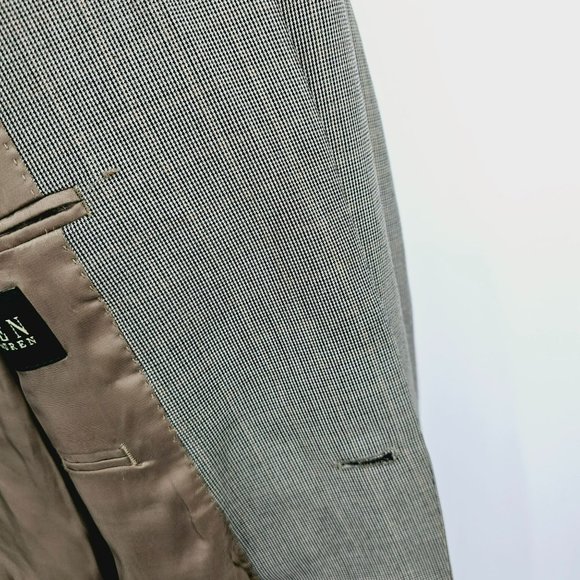 Ralph Lauren LRL Jacket Blazer Sport Coat 50L Tan Brown Grey Microplaid Designer - Picture 11 of 14